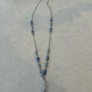 Elegant Blue Beaded Necklace for  IDs with claw clasp